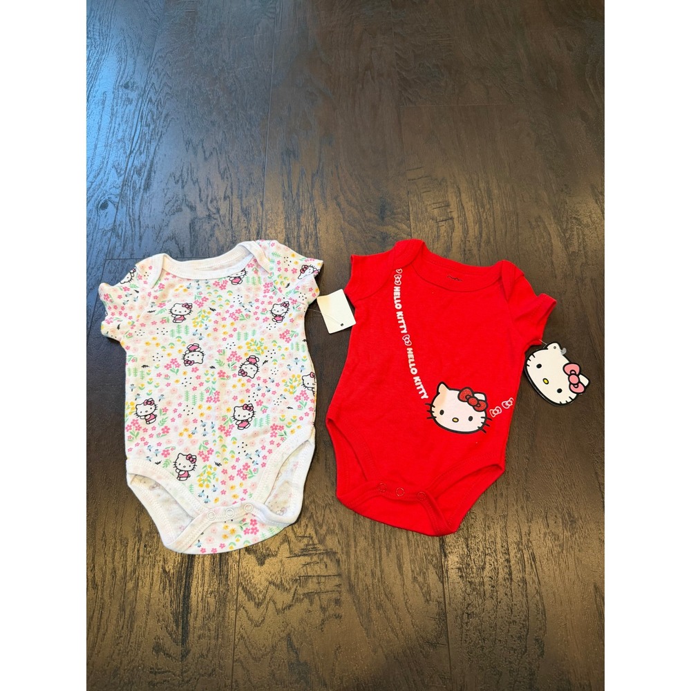 Sanrio Hello Kitty Baby Bodysuits 2 Pack NWT Red Floral Newborn NB